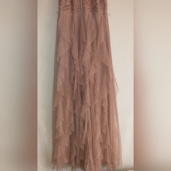 Prom Dress Wedding Dress Pink Long Ruffle Flowy Sparkle Glam Size Large - Picture 4 of 6